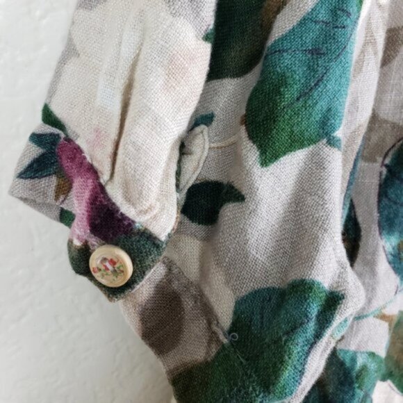 POU DOU DOU Vingt-Trois Japan Hemp/Cotton Woven Floral Print Tunic Top size M - Picture 10 of 13